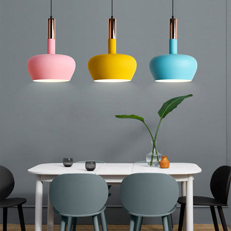 Modern Metal Hanging Pendant Light - Wine Glass Inspired Design With 1 And Blue/Pink/Yellow