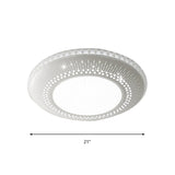 Contemporary Crystal Accent Led Ceiling Lamp - 21/25 Round Shade Flush Mount Fixture White Light