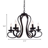 Flameless Candle Ceiling Lamp With Metallic Hanging Design - 3/5 Bulbs Black Ideal For Living Room