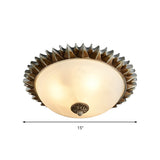 Vintage Black Sunburst Ceiling Light With Opal Glass For Living Room - 9/15 Wide