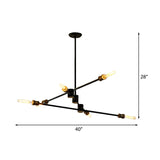 Metallic 6-Light Linear Chandelier: Industrial Style Ceiling Fixture For Living Room