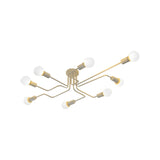 Vintage Metallic Semi Flush Light With Sputnik Design In Antique Brass/Black - Exposed Ceiling Mount