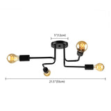 Vintage Metallic Semi Flush Light With Sputnik Design In Antique Brass/Black - Exposed Ceiling Mount