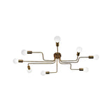 Vintage Metallic Semi Flush Light With Sputnik Design In Antique Brass/Black - Exposed Ceiling Mount