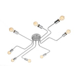 Vintage Metallic Semi Flush Light With Sputnik Design In Antique Brass/Black - Exposed Ceiling Mount
