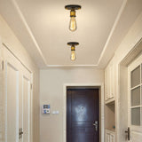 Retro Industrial Metal Black/Brass Finish Ceiling Lighting - Exposed Bulb Semi Flush Mount Light For