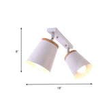 Metal Rotatable Semi Flush Mount Light In White - Modernistic Tapered Shade Ideal For Living Room