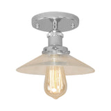 Frosted Glass Saucer Semi Flush Vintage Kitchen Lighting Fixture - 1 Bulb In Black/Brass/Copper