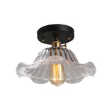 Rustic Ribbed Glass Scalloped Semi Flush Light Red/Blue/Clear 8/10/12 Wide