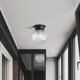 Industrial Black/Clear Glass Flush Mount Lighting Fixture 6/6.5 Wide Clear / 6