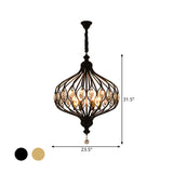 Contemporary Black/Gold Crystal Encrusted Lantern Chandelier - 4/6 Lights Hanging Lamp Kit