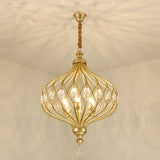 Contemporary Black/Gold Crystal Encrusted Lantern Chandelier - 4/6 Lights Hanging Lamp Kit