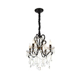 Modern Black Bedroom Chandelier - 4/5 Lights Crystal Stands Swag Hanging Ceiling Fixture