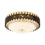 Contemporary Crystal Led Black Flush Ceiling Light With Chimes - Bedroom Bowl Fixture