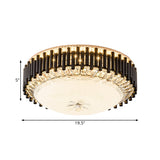 Contemporary Crystal Led Black Flush Ceiling Light With Chimes - Bedroom Bowl Fixture
