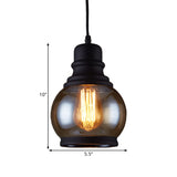 Industrial 1-Head Clear Glass Pendant Light In Black - Jar-Shape Ceiling Fixture Kit