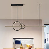 Modern Metallic Multi Pendant Chandelier: Round Liner Led Hanging Light Black/Gold Finish In