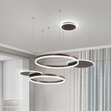 Modern Metallic Circular Multi-Lamp Pendant In Gold/Coffee With Led Warm/White Light - Ceiling Hang