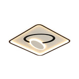 16/19.5 Modern Black & White Led Flush Mount Lamp - Square Metal Design Warm/White Light