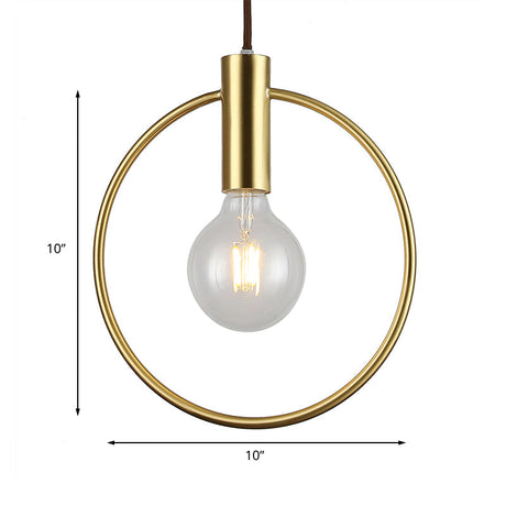 Vintage Gold Metal Pendant Lamp: Circular Hanging Ceiling Light For Hallway