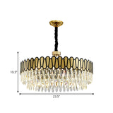 Modern Led Gold Ceiling Pendant Light With Clear Crystal Drops Chandelier
