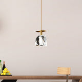 Contemporary Gold Mini Ceiling Pendant With Clear Crystal Cube Suspension - Bedroom Lighting