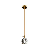 Contemporary Gold Mini Ceiling Pendant With Clear Crystal Cube Suspension - Bedroom Lighting