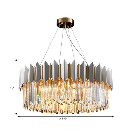 Gold Crystal Chandelier Pendant With 8 Clear Prisms