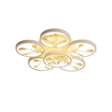 Contemporary Crystal Raindrops Semi Flush Light With Led Flower Design - Black/White Ceiling Mounted