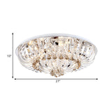 Modern Crystal Led Flush Mount Lamp With Clear Stands And Draping Bowl - White/Warm Light 27/31.5