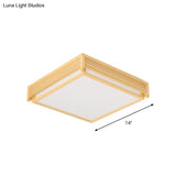 14’/18’/21.5’W Acrylic Flush Mount Led Ceiling Light In Warm/White With Wood Guard - Square