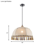 14/18 Wide Vintage Style Fabric Pendulum Light In Flaxen