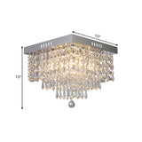 Contemporary Crystal Beads Corridor Ceiling Fixture | Clear Flush Mount Lighting 2/4 Heads 10/12