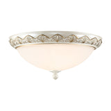 Hemisphere Bedroom Flush Light - Classic Cream Glass 3-Head White Ceiling Mount