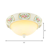 Rustic Opal Glass Dome Ceiling Flush Light White 15’/19’ W 3 - Bulb Flushmount For Dining Room