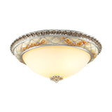 Traditional Frosted Glass Dome Ceiling Light Fixture - 14/16/19.5 Gold/Silver Finish Flush Mount For