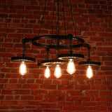Farmhouse Style Exposed Bulb Chandelier Light - Rust Metallic Ceiling Lamp For Bar 3/5/7 Heads With