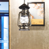 Industrial Clear Glass Single Light Pendant In Black/Antique Bronze/Weathered Copper - Kerosene