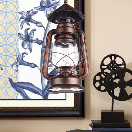 Industrial Clear Glass Single Light Pendant In Black/Antique Bronze/Weathered Copper - Kerosene
