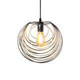 Industrial Hanging Pendant Light With Wire Cage And Globe Design - 1 Black/Silver/Rust