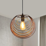 Industrial Hanging Pendant Light With Wire Cage And Globe Design - 1 Black/Silver/Rust Rust