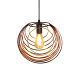 Industrial Hanging Pendant Light With Wire Cage And Globe Design - 1 Black/Silver/Rust