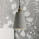 Industrial Gray Cement And Metal Pendant Light Fixture - Cone/Round Design Ideal For Table Overhead