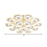 Modern Acrylic Ceiling Light Fixture - Peacock Tail Design Led Flush Mount Lamp With 3/5/9 Lights