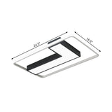 Black L Shaped Led Ceiling Mount Light Fixture For Study Room In Warm/White 19/24.5/31.5 W
