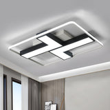 Black L Shaped Led Ceiling Mount Light Fixture For Study Room In Warm/White 19/24.5/31.5 W