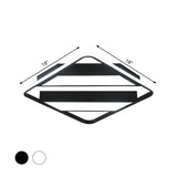 Modern Symmetrical Trapezoid Shade Flush Light Fixture - Black/White Integrated Led Ceiling Mount