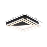 Modern Acrylic Square Ceiling Lamp Led Flush Mount Light - Black 18/22/28 Wide In Warm/White
