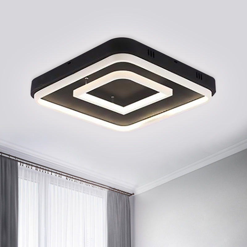 Square Acrylic Led Ceiling Light Fixture - 16.5/20.5/24.5 Wide Modern Semi Mount Warm/White Black