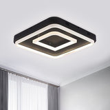 Square Acrylic Led Ceiling Light Fixture - 16.5/20.5/24.5 Wide Modern Semi Mount Warm/White Black